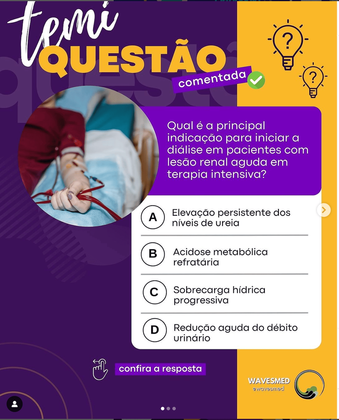 Qual é a principal indicação para iniciar a diálise em pacientes com lesão renal aguda em terapia intensiva? 