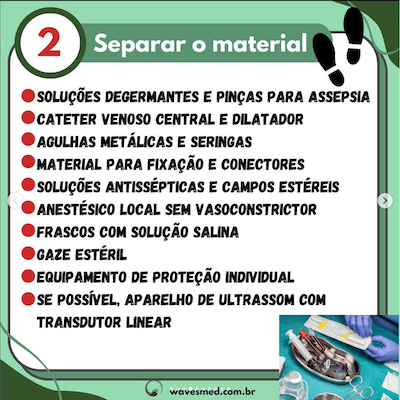 Material cvc 7 Passos para passagem cateter venoso central Wavesmed