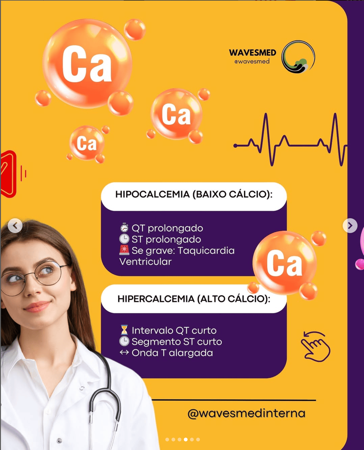 Calcio hipocalcemia hipercalcemia distúrbios eletrolíticos ECG Wavesmed