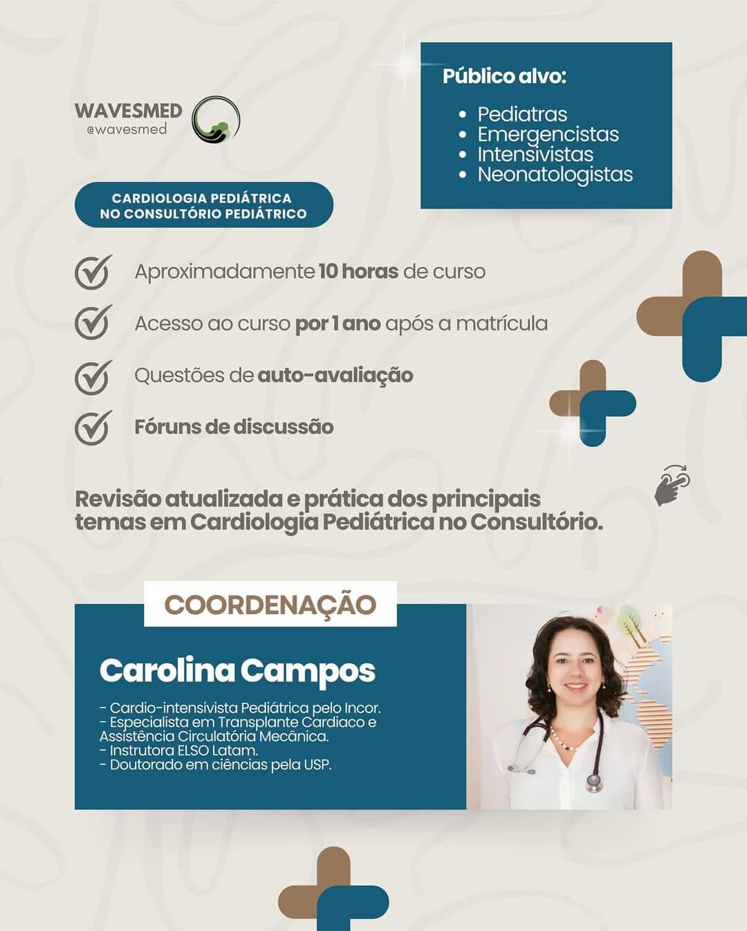Coordenadora Carolina Campos Cardiologia Pediátrica para o consultório de pediatria Wavesmed
