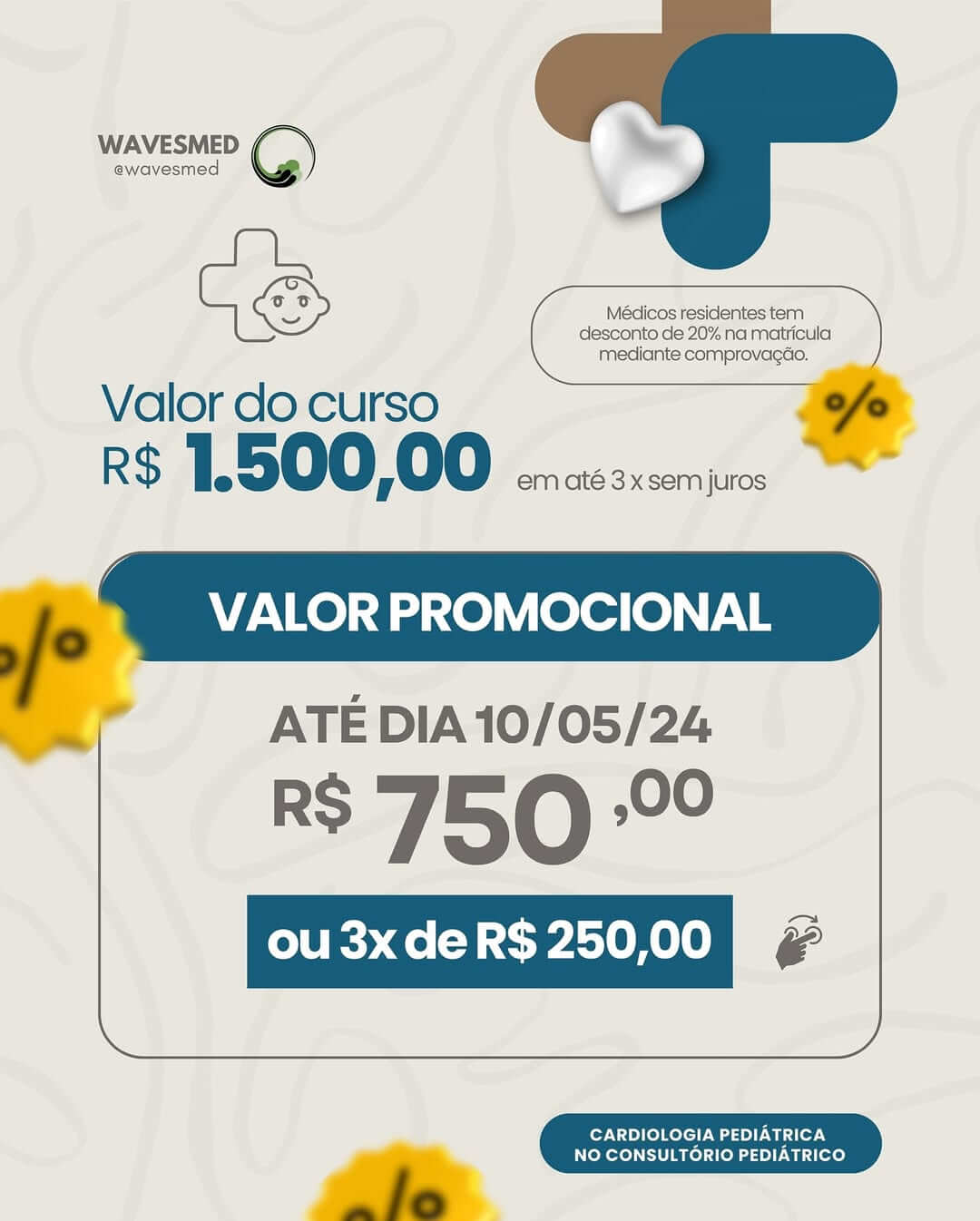 Cardiologia pediátrica para o consultório de pediatria Wavesmed