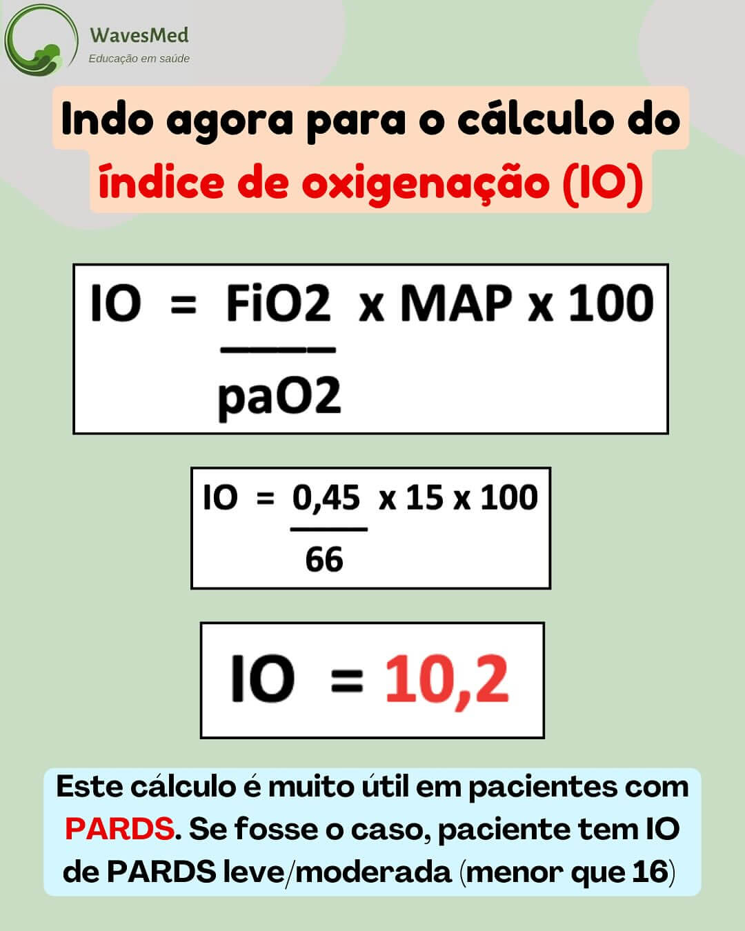 índice de oxigenação gasometria arterial pediatria Wavesmed