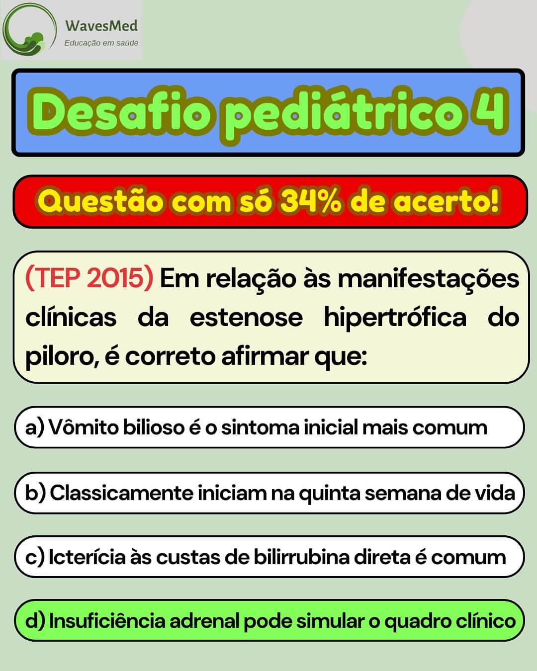 Questão estenose hipertrófica de piloro Wavesmed