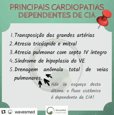 Quando é importante saber se a CIA é restritiva?  Principais cardiopatias dependentes de CIA Wavesmed