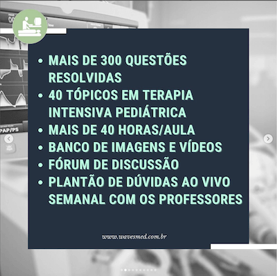 Curso preparatório para a prova de título de terapia intensiva pediátrica (TETIP) Wavesmed  Questoes resolvidas  aulas on deman