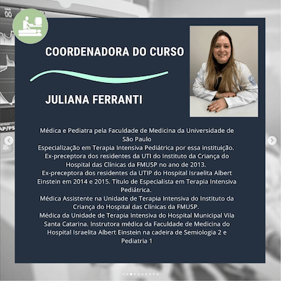 Curso preparatório para a prova de título de terapia intensiva pediátrica (TETIP) Wavesmed  Dra Juliana Ferranti coordenadora