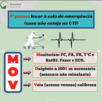 Taquicardia supraventricular Wavesmed  Sala de emergência  Monitorizar  Oxigênio  Acesso venoso