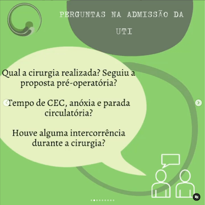 Pós operatório de cirurgia cardíaca pediátrica Wavesmed  Admissão na UTI